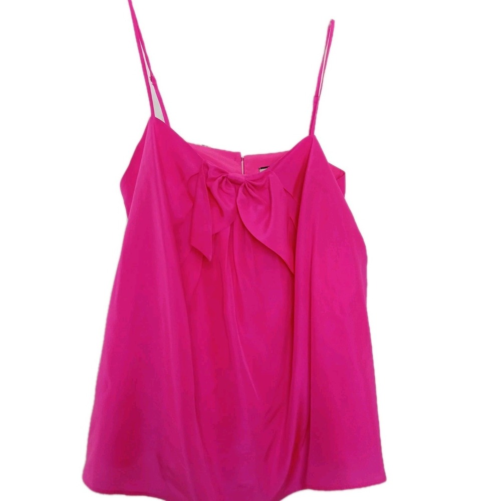 J CREW Collection 100th % Silk Bow Camisole M Tank Top Bright Pink Fairy Whimsy